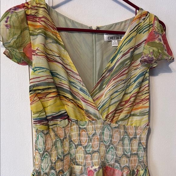 Chetta B Silk V-Neck Flutter Sleeve Sundress - Picture 2 of 9